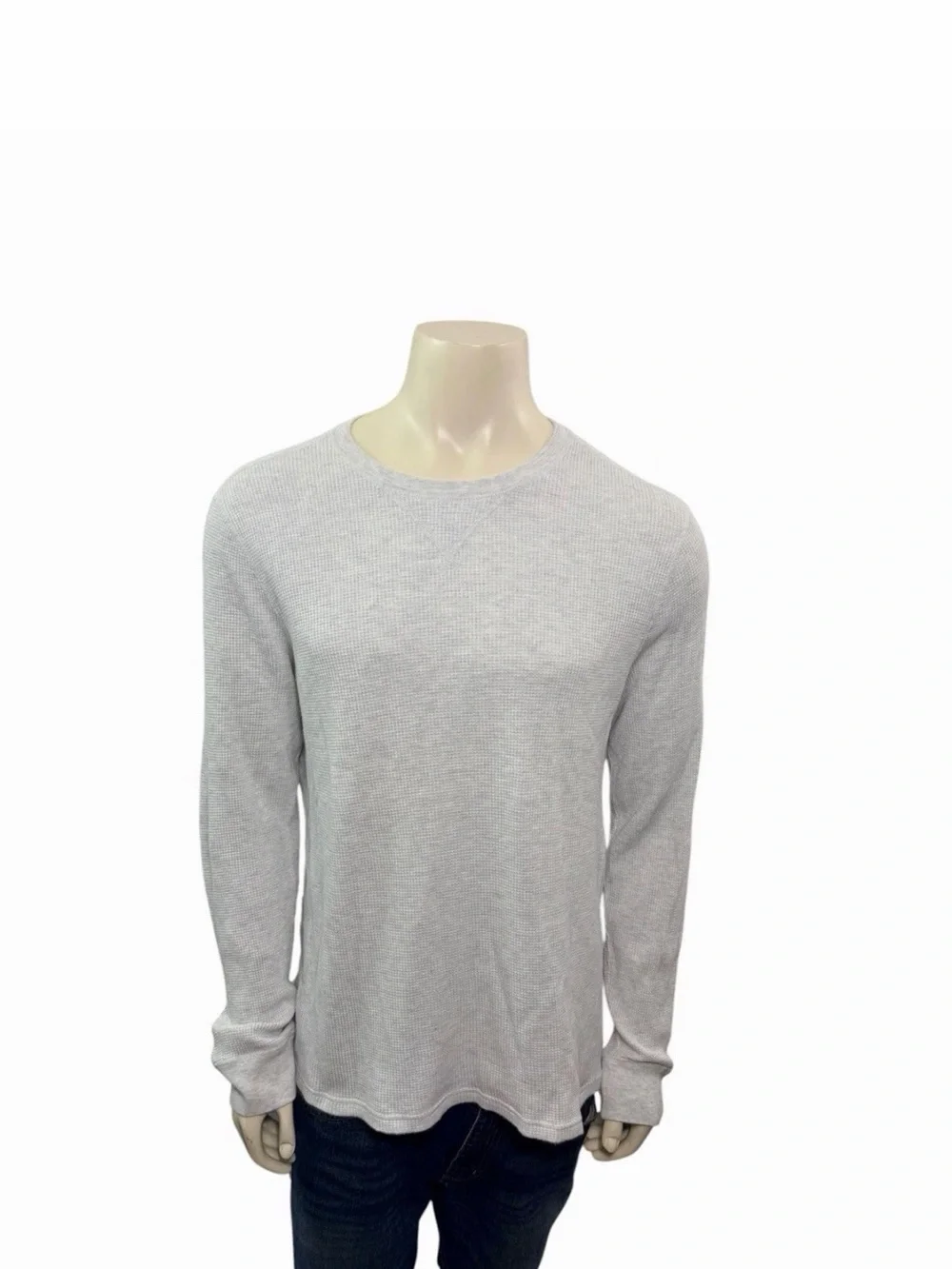 J Crew Men’s Size XL Long-Sleeve Thermal Crewneck Waffle Knit Gray Shirt
